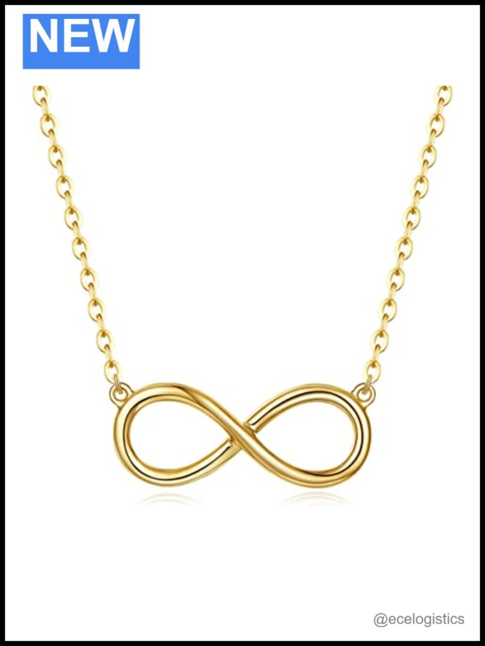 14k Solid Yellow Gold Infinity Pendant Necklace Dainty Fine Jewelry